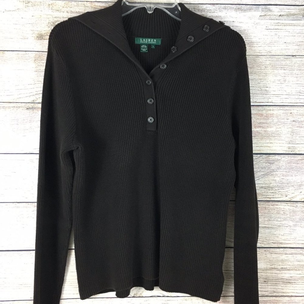 Ralph Lauren Black Sailor Neck Vintage Sweater 100% Cotton